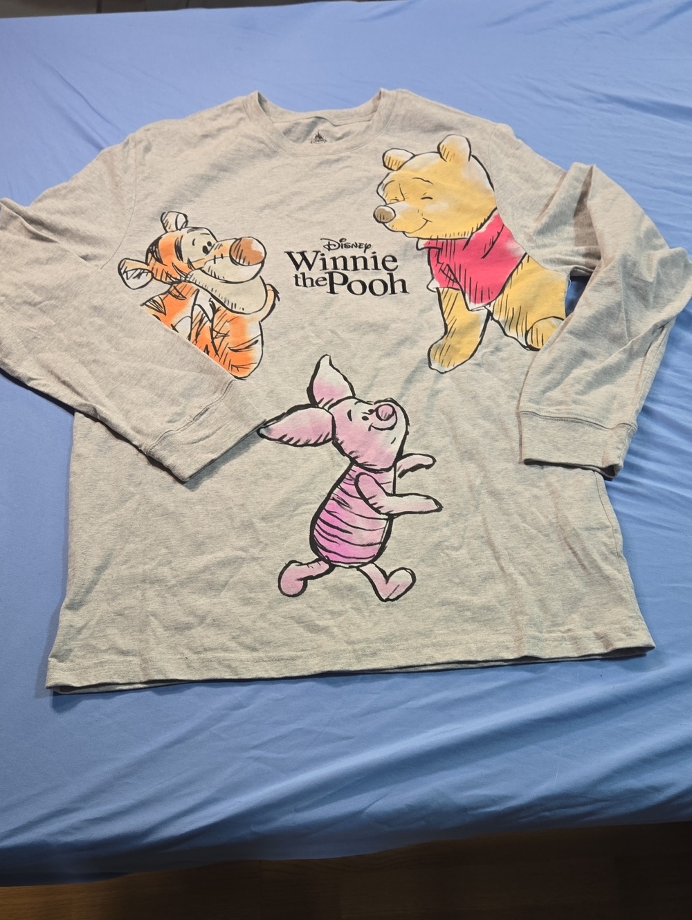 Disney Winnie the Pooh Long-Sleeve Top - Gray with Yellow, Pink, Orange Prints